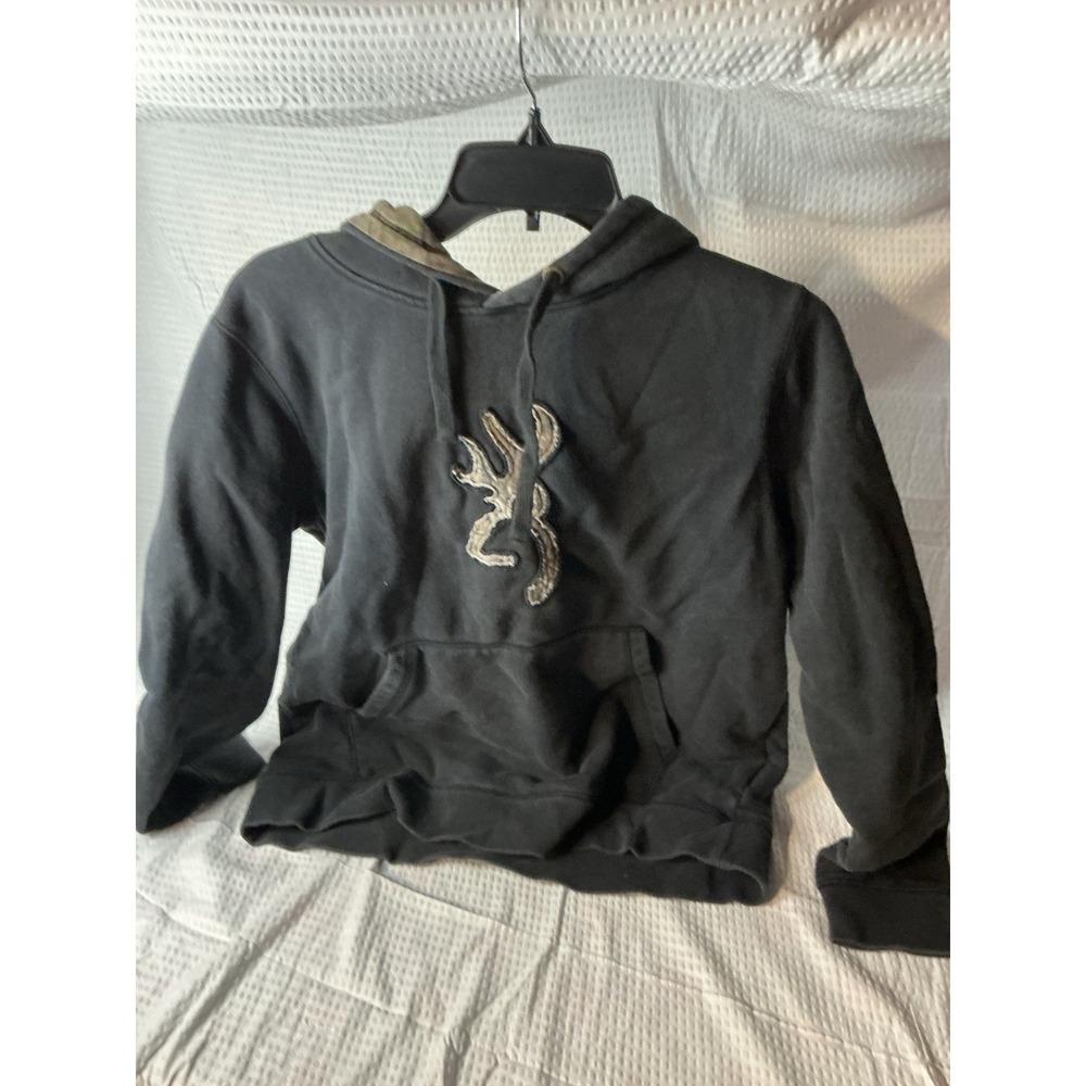 Browning Mens XL Hoodie Black Camo Logo Pullover Sweatshirt Fleece Lining